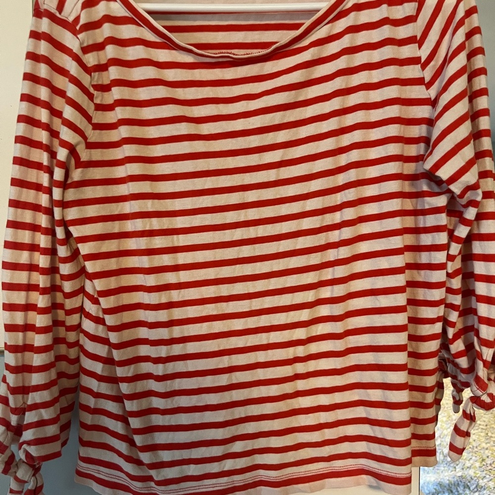 J. Crew Red and White Striped Blouse